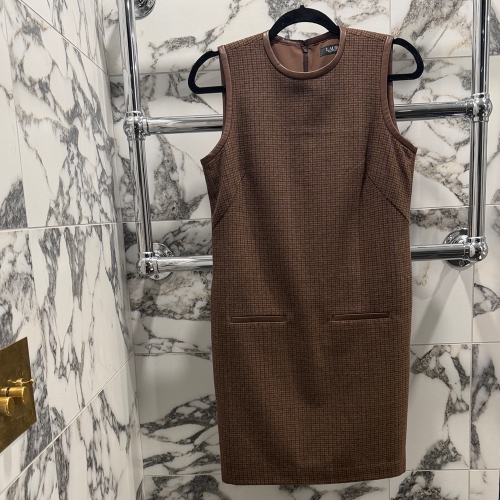 Checked Wool-Blend Shift Dress Ralph Lauren